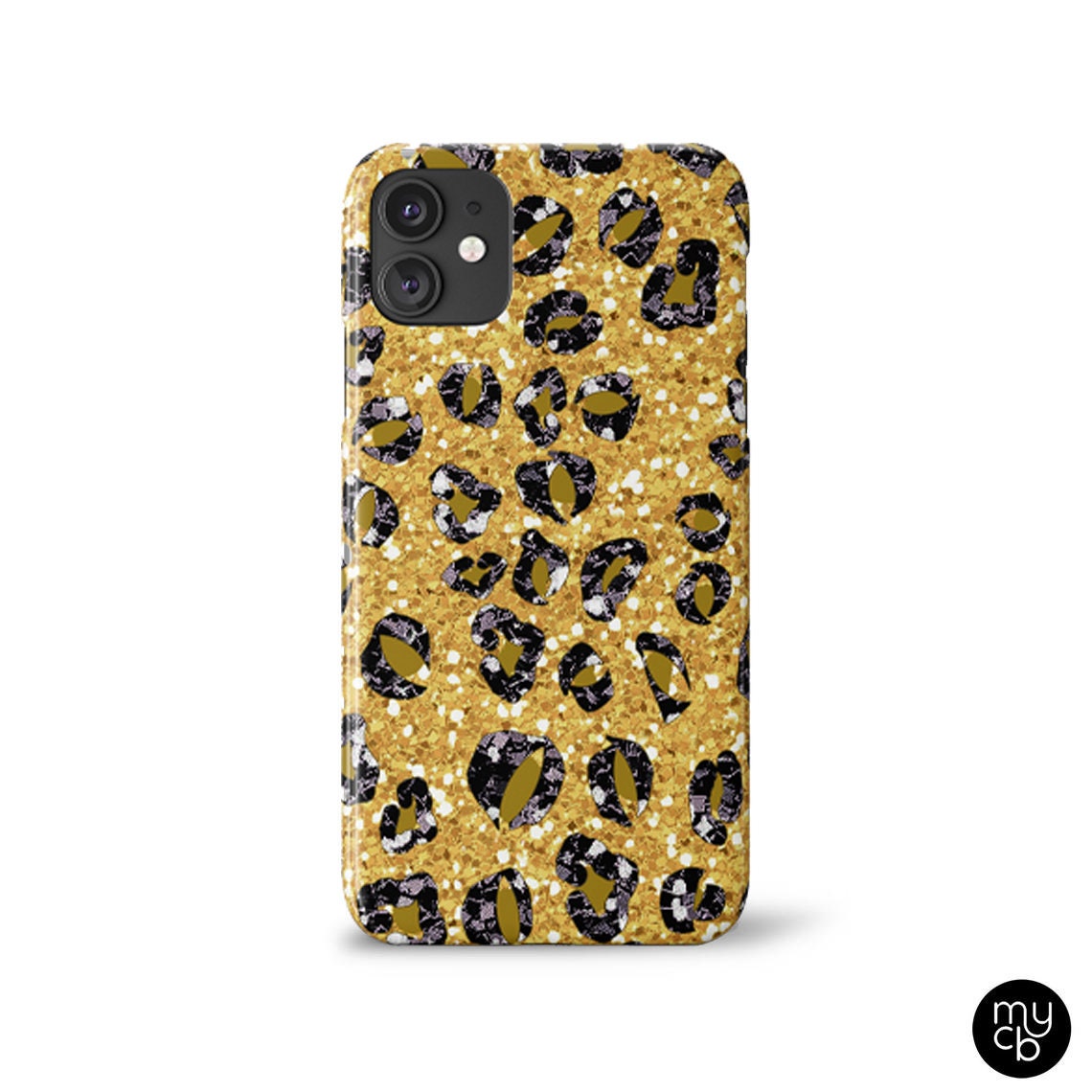 Sexy Gold Glitter Leopard Print Rivet Square Phone Case For