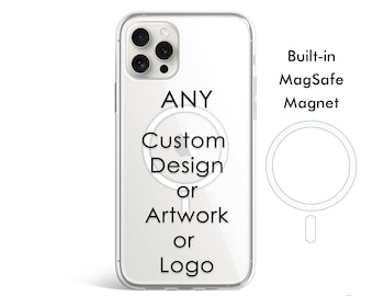 Clear Phone Case Custom with MagSafe for iPhone 15 Pro Max, iPhone 14 Plis, iPhone 13 Pro, iPhone 12 Mini, iPhone 11, Your Logo or Artwork