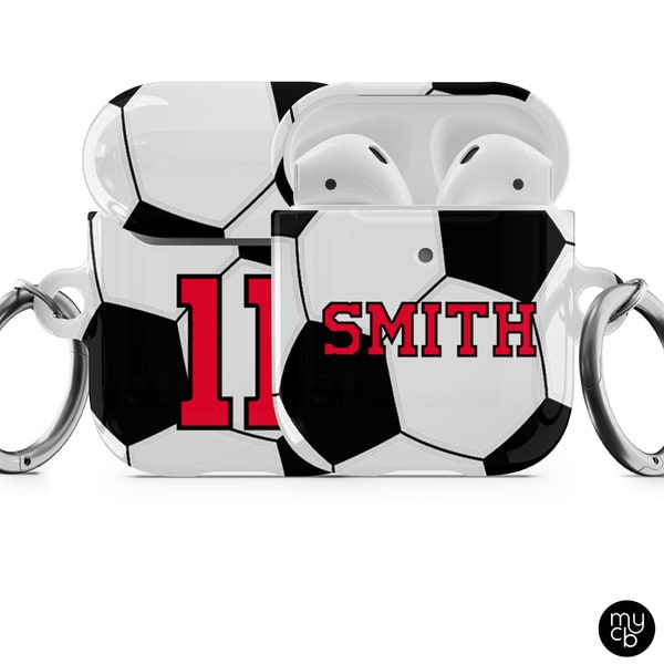 Soccer AirPod Case with name and number, Great for Soccer Player Mom Dad Fan, Custom AirPods Case, Fits Version 1 2 Pro!