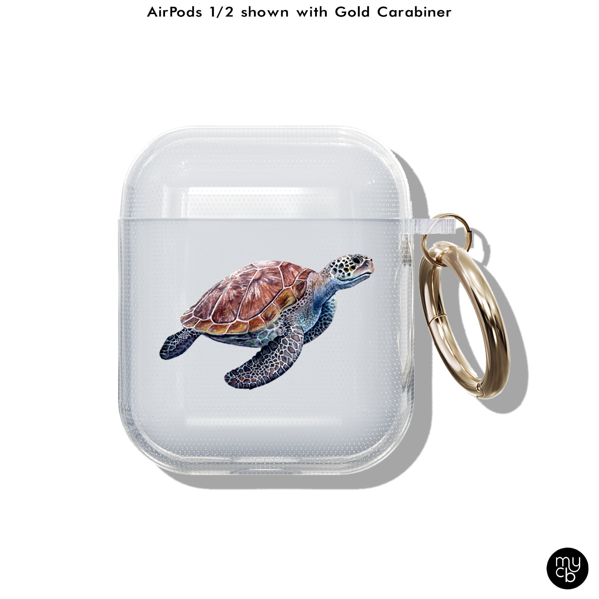 AirPods Case Cover, Soft Silicone Shockproof Protective Skin with Keychain  for Apple AirPods 2nd 1st Generation Charging Case, Cute Sea Turtle AirPod