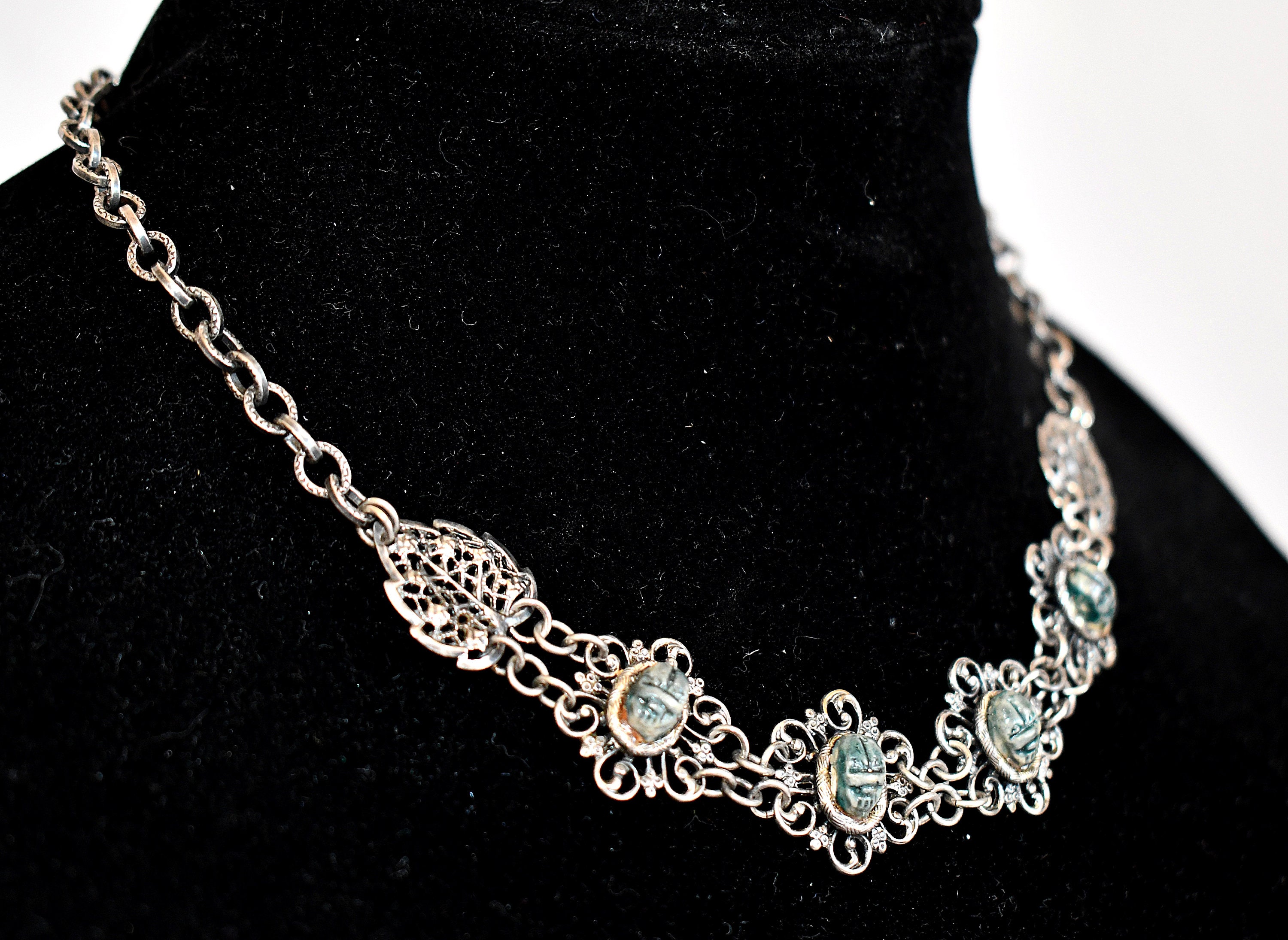 Vintage Silver Tone Filigree Choker 