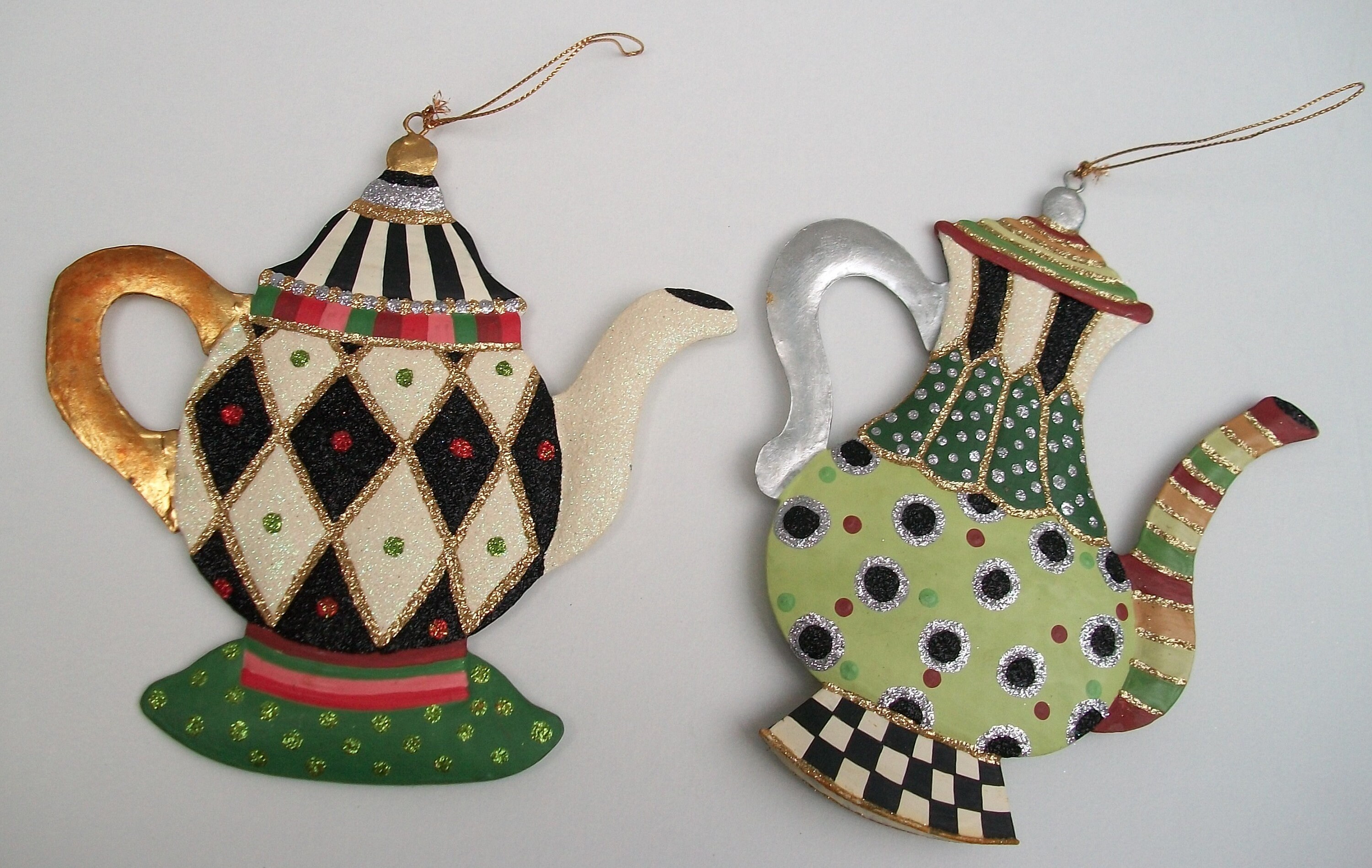 Set of TWO New Retired Mackenzie Childs Whimsical Teapot Etsy