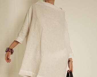 Plus Size Linen - Linen Tunic - Plus Size Clothing - Linen Dress - Linen Womens Clothing - White Tunic - Linen Dresses - Oversized Kaftan