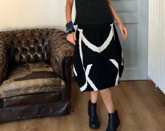 Maxi Skirt - Fall Winter Cotton Skirt - Wide Skirt - Maternity Clothes - Black and White Large Skirt - Pregnancy Skirt - Gift For Her -