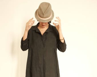 Linen Dress - Charcoal Grey Linen Dress - Linen Womens Clothing - Shirt Linen Dress - Charcoal Linen Tunic - Long Linen Shirt Dress - Linen