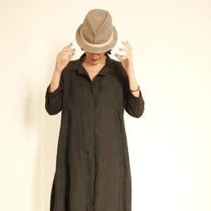 Linen Dress - Charcoal Grey Linen Dress - Linen Womens Clothing - Shirt Linen Dress - Charcoal Linen Tunic - Long Linen Shirt Dress - Linen