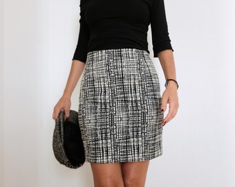 Short Skirt - Mini Skirt - Pencil Skirt - Cotton Skirt - High Waisted Skirt - Black and White Skirt - Black Skirt - Modern Skirt - Pencil