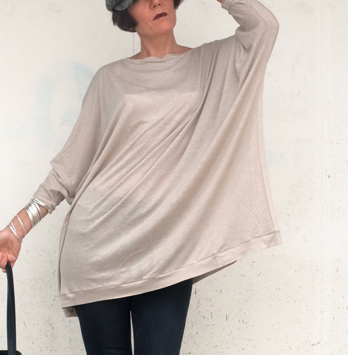 Oversized Sweater Cream Plus Size Sweater Wool Kaftan Cream Wool ...