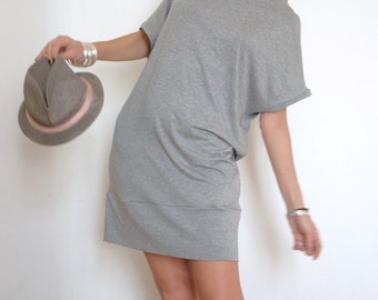 Long T-Shirt - Large T-Shirt - Long Top - Large Top - Short Dress - Loose Fit Shirt - Gray Top - Short Sleeve Clothing - Cover Up Dress