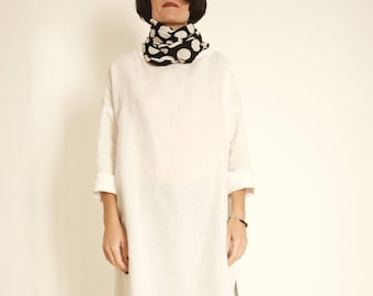 Túnica de lino - Vestido de lino blanco - Vestido de lino blanco - Ropa de mujer de lino - Vestido cómodo de lino - Vestido de verano ligero