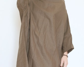 Linen Tunic - Oversized Kaftan - Linen Dress XXL -  Plus Size Linen Tunic - Oversized Blouse - Linen Short Dress - Handmade Linen Tunic