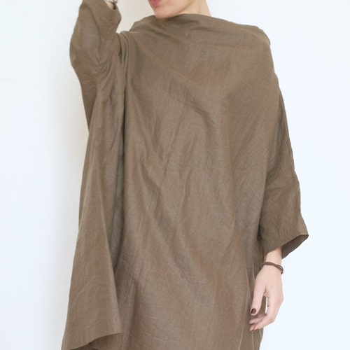 Linen Tunic Oversized Kaftan Linen Dress XXL Plus Size - Etsy