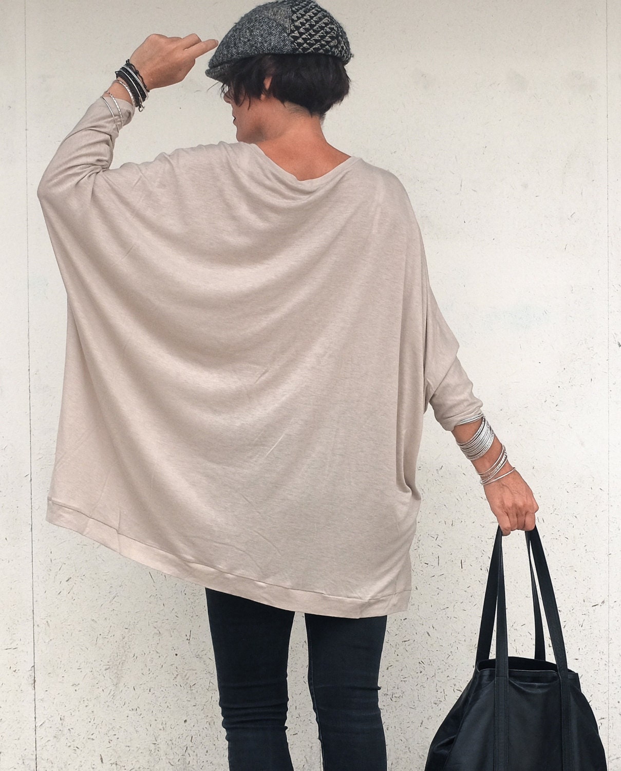 Oversized Sweater Cream Plus Size Sweater Wool Kaftan Cream Wool ...