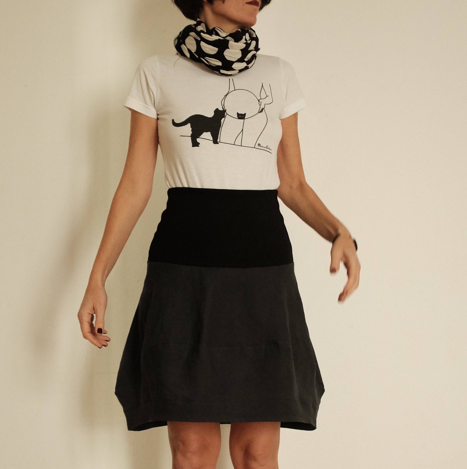 Gonna Corta Donna In Cotone Con Vita Elastica E Cintura In Similpelle: Estiva, Leggera, Taglia Unica 36-40, Lunghezza 56cm