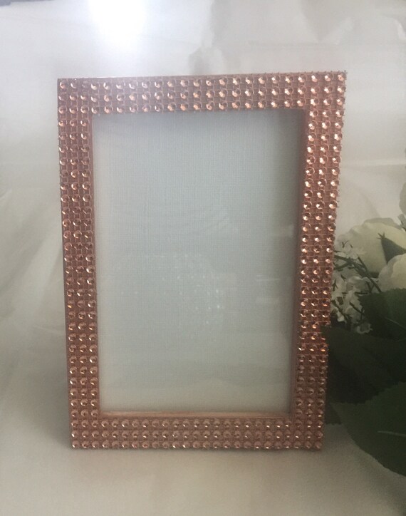 Picture Frame 4x6 Rose Gold Rhinestones Trim Picture Frame 4x6 Rose Gold Rhinestones
