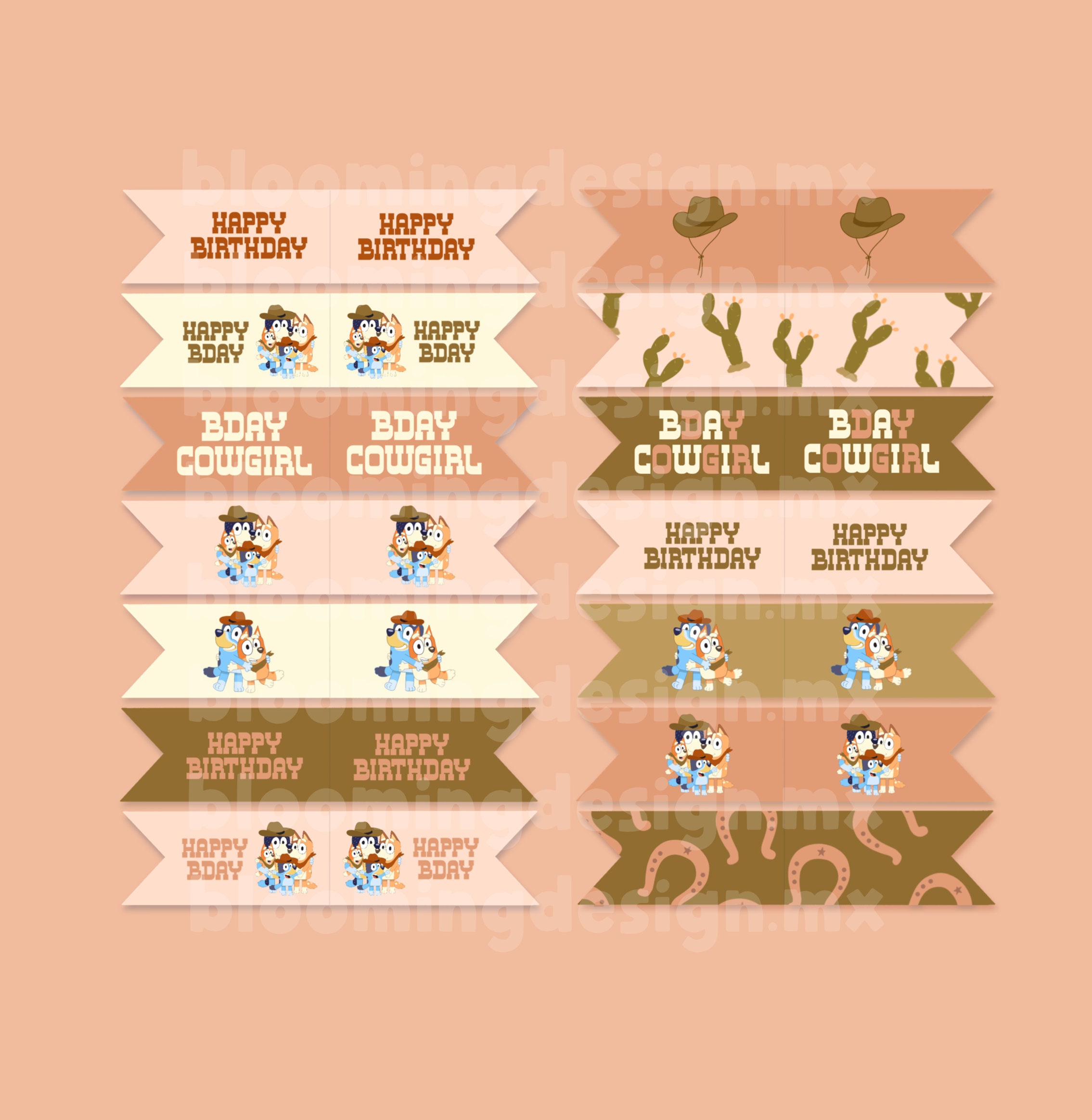 Cupcake Toppers, Printable Bluey Cowboy Cupcake Toppers, First Rodeo ...