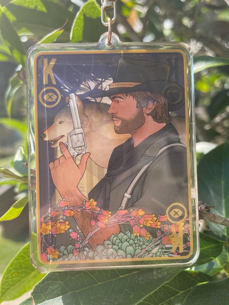 PREORDER RDR2 Arthur Gold Foil Playing Card Acrylic Charm Etsy