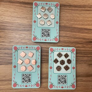 DND Mini Dice Gold Silver Copper Metal Pin sets