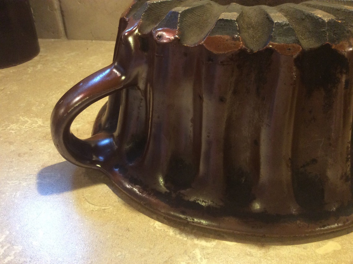 Antique Stoneware Ceramic Steamed Pudding Mold Redware Cake Etsy