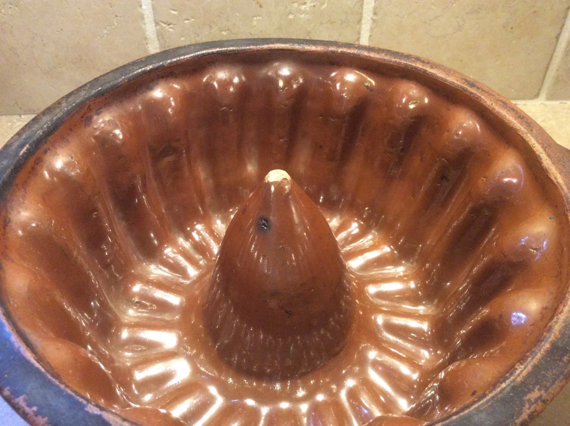 Antique Stoneware Ceramic Steamed Pudding Mold Redware Cake Etsy