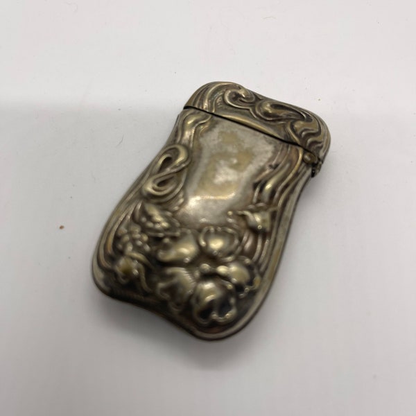 Antique Silver Plate Match Holder Vesta Art Nouveau