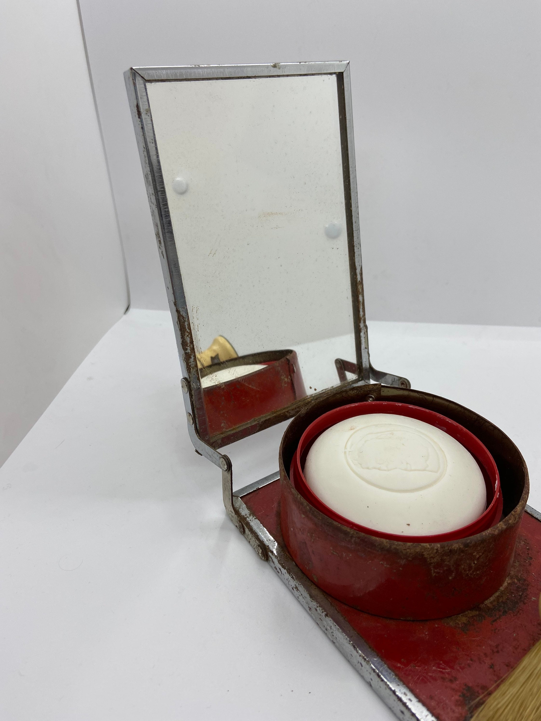 Vintage Mens Folding Travel Shaving Set Kit With Mirror Etsy UK