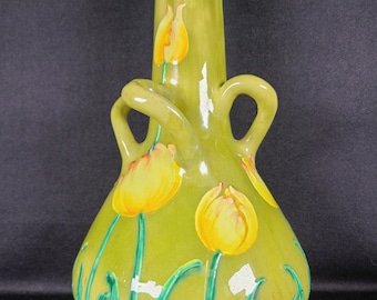 Vintage Tulip Vase, Riessner Stellmacher & Kessel Amphora Pottery, Art Nouveau Ceramic 1892 - 1905