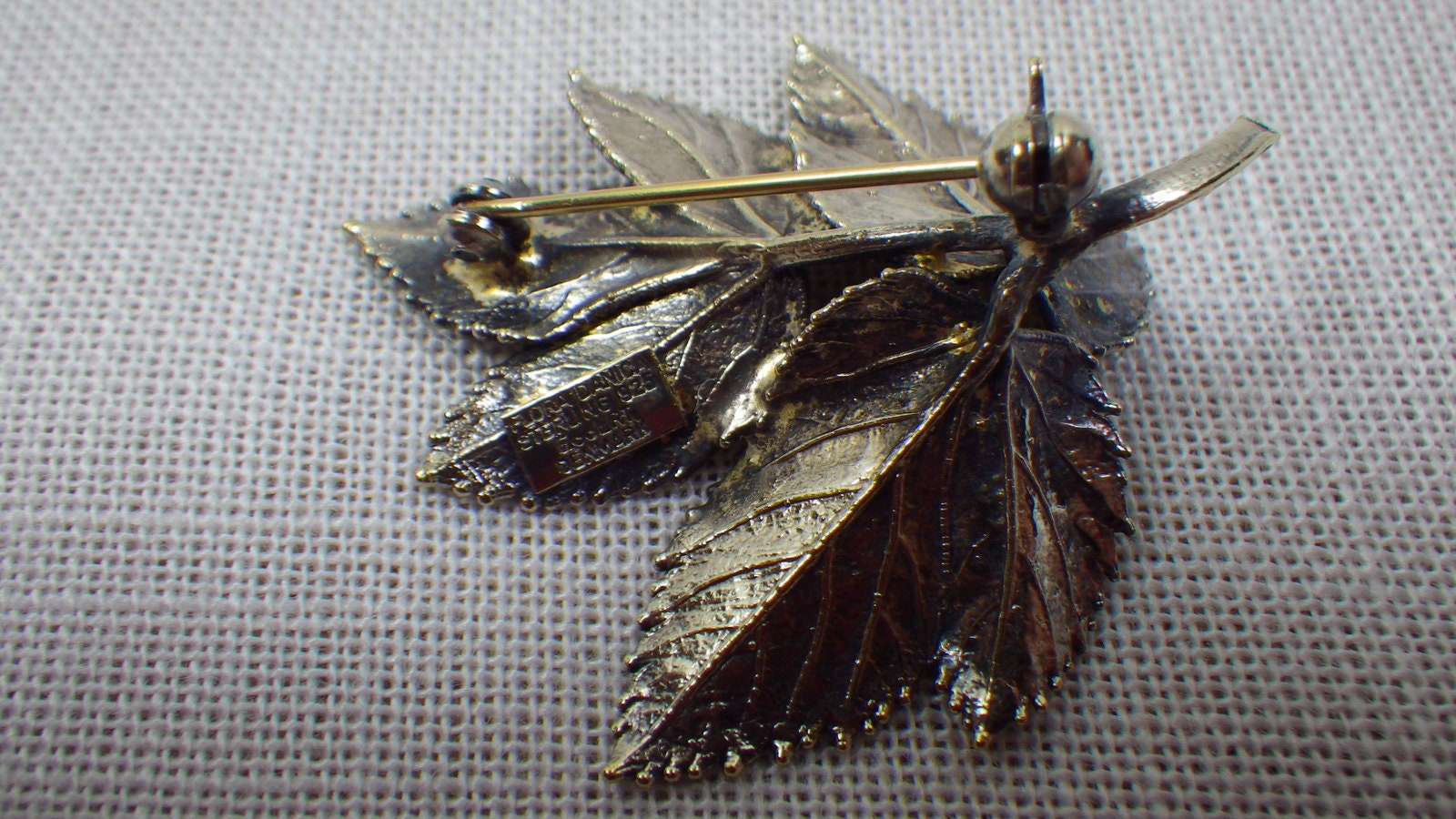 Leaf Pin Brooch, Flora Danica Vermeil, Sterling 925, Eggert Leaf Pin Brooch, Flora Danica Vermeil, Sterling 925, Eggert