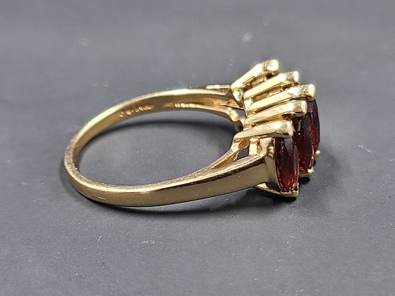 Vintage Almandine Garnet Ring, Five Stone 14K Gol… - image 7