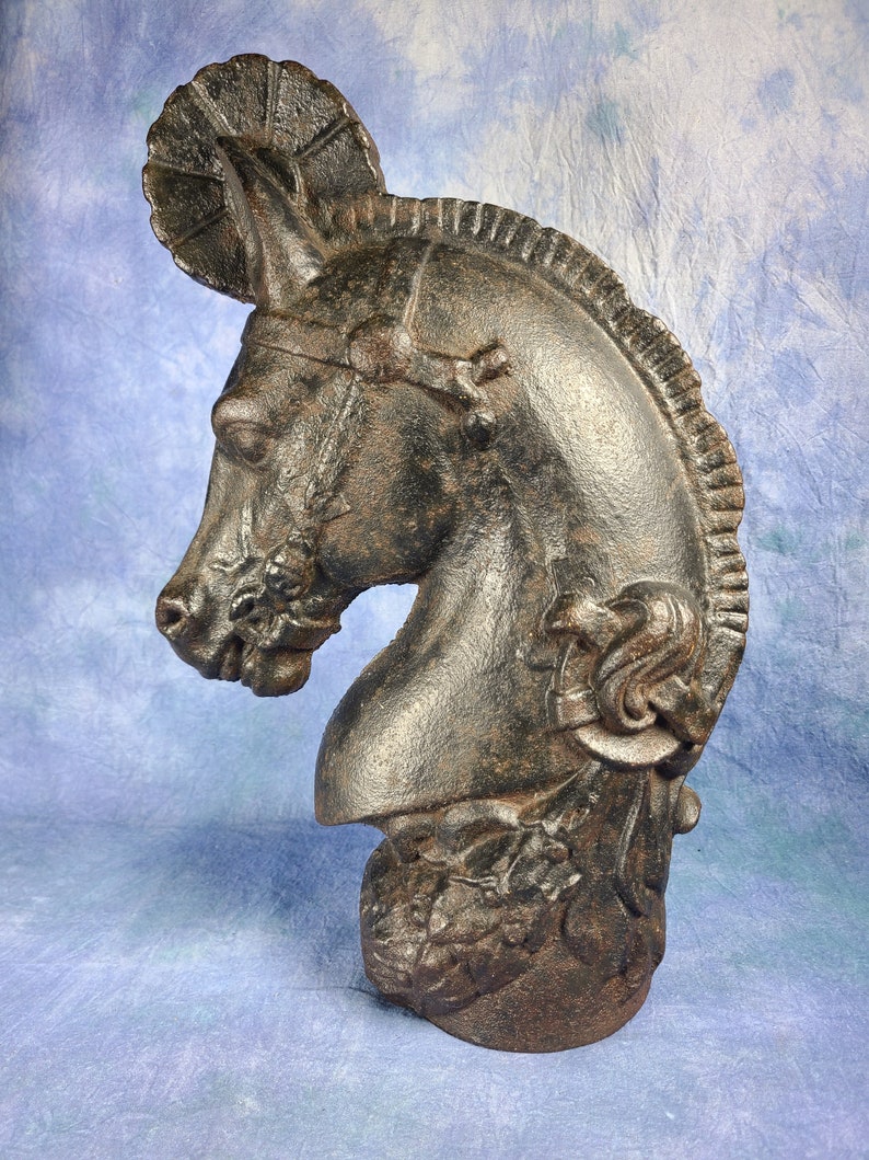 Horse Head Hitching Post Vintage Cast Iron Fence Topper Etsy