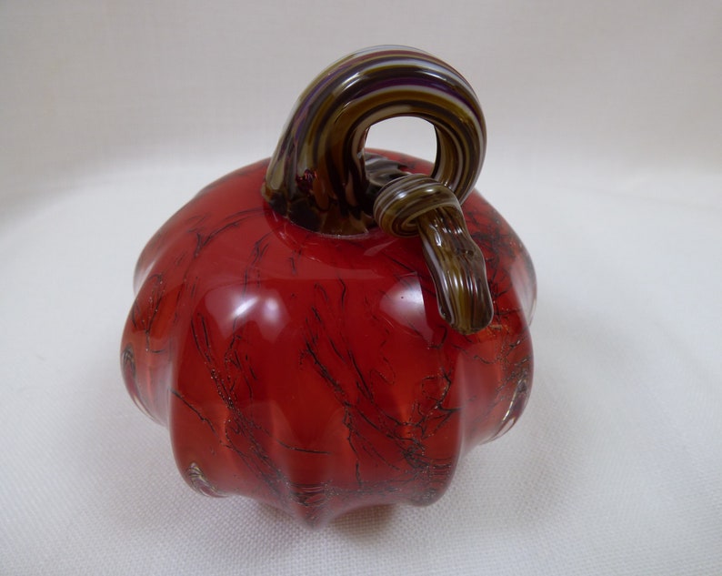 Petite Pumpkin Signed Studio Art Glass Figurine Paperweight