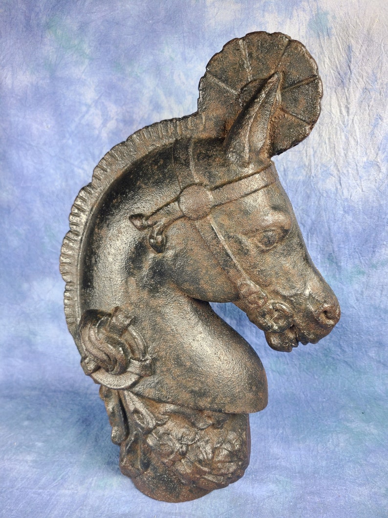 Horse Head Hitching Post Vintage Cast Iron Fence Topper Etsy