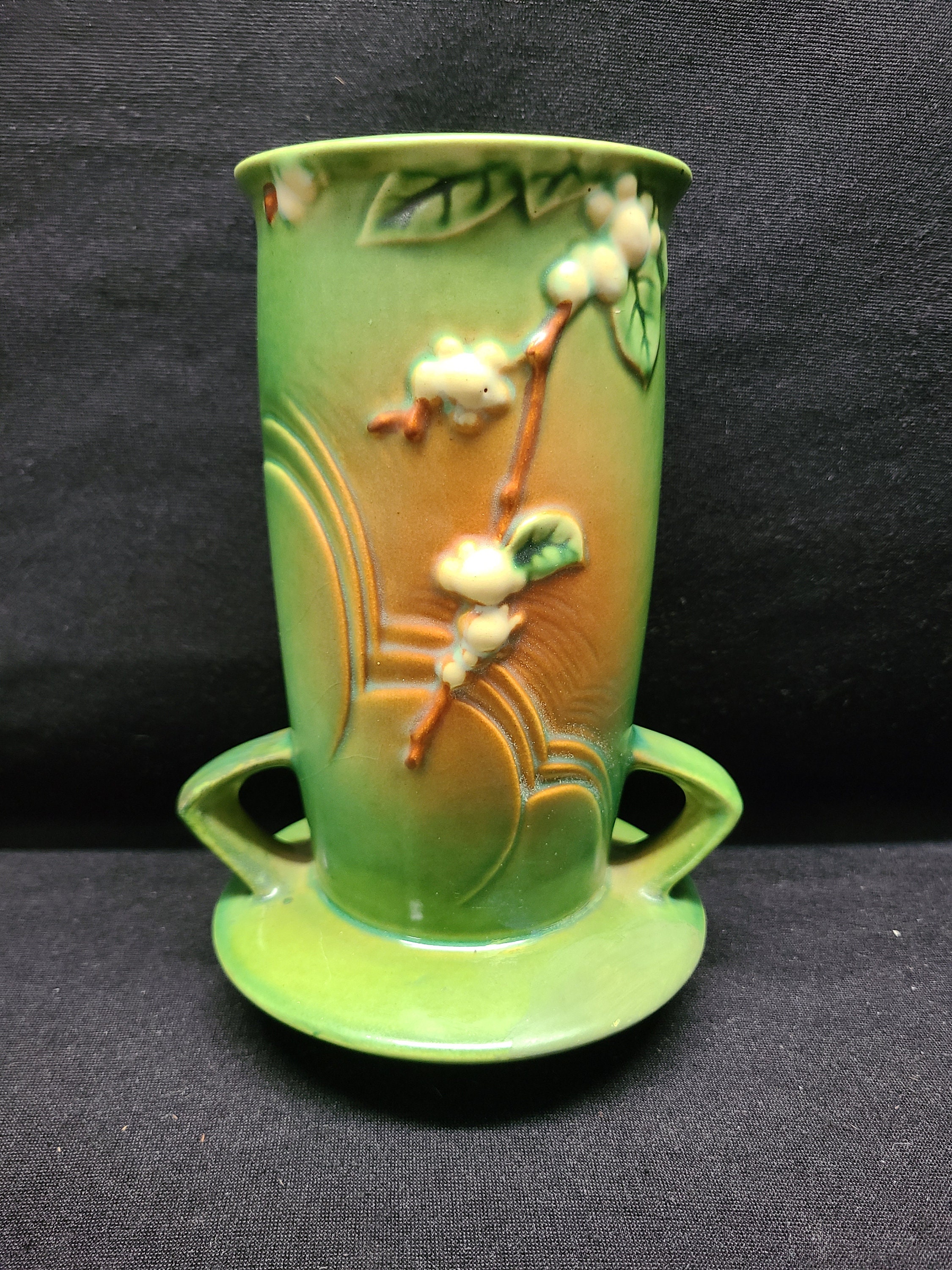 Roseville Pottery Snowberry Vase 1V18 in Fern Green Etsy