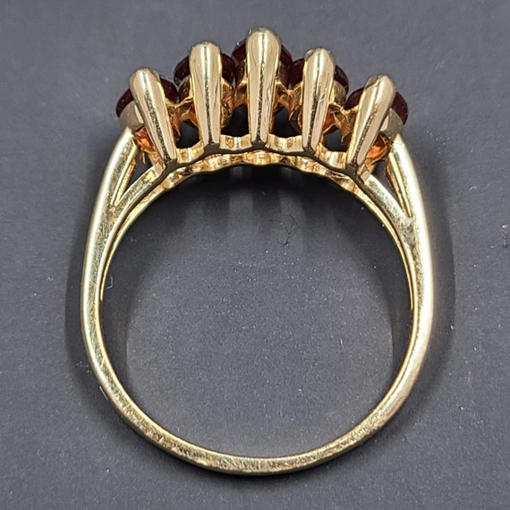 Vintage Almandine Garnet Ring, Five Stone 14K Gol… - image 9