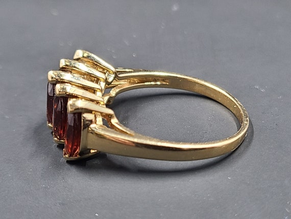 Vintage Almandine Garnet Ring, Five Stone 14K Gol… - image 6