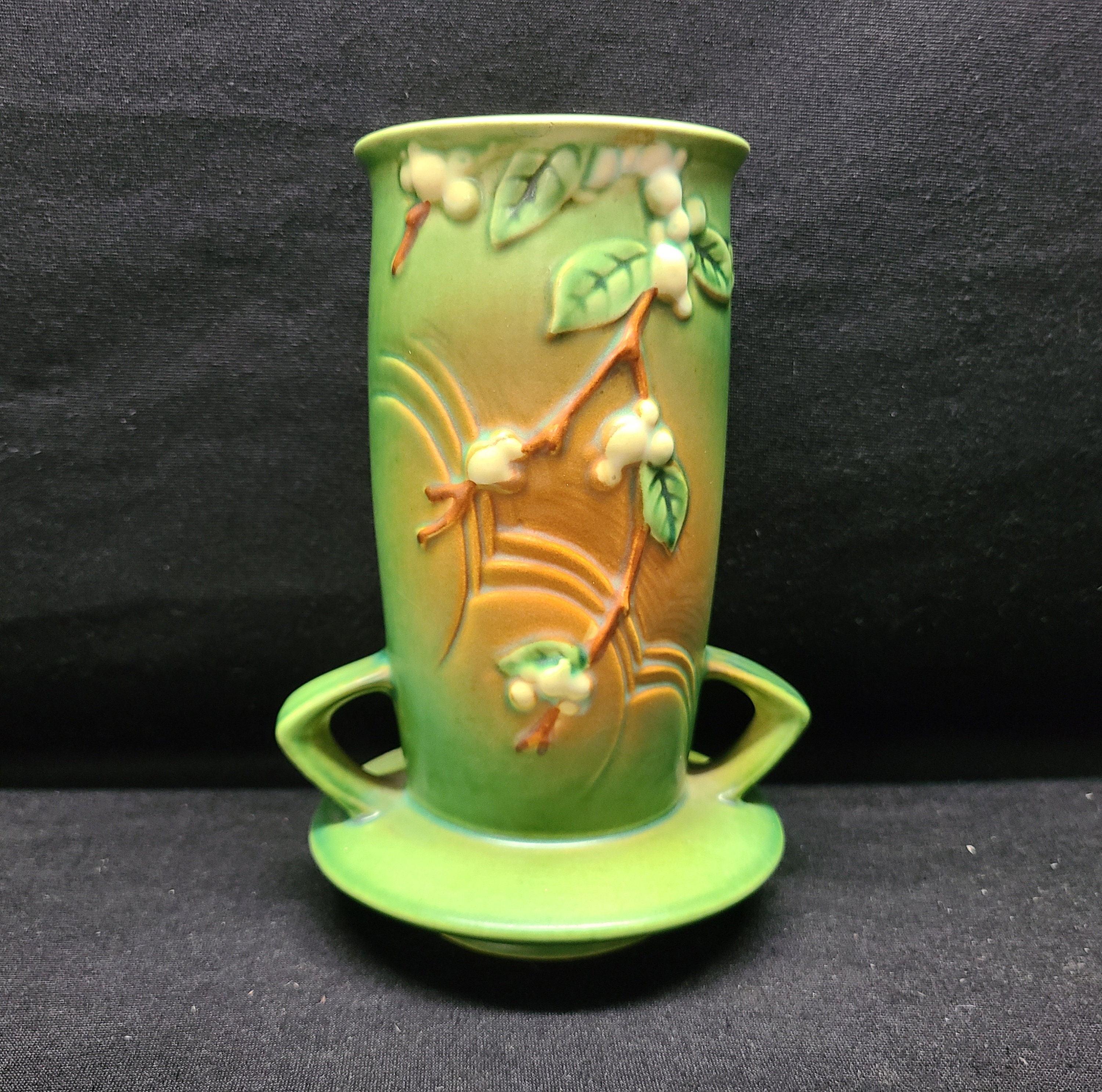 Roseville Pottery Snowberry Vase 1V18 in Fern Green Etsy