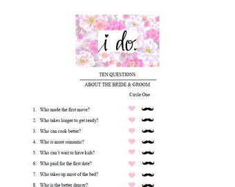 Bridal Shower Game - How Well Do You Know The Bride and Groom? Instant Download