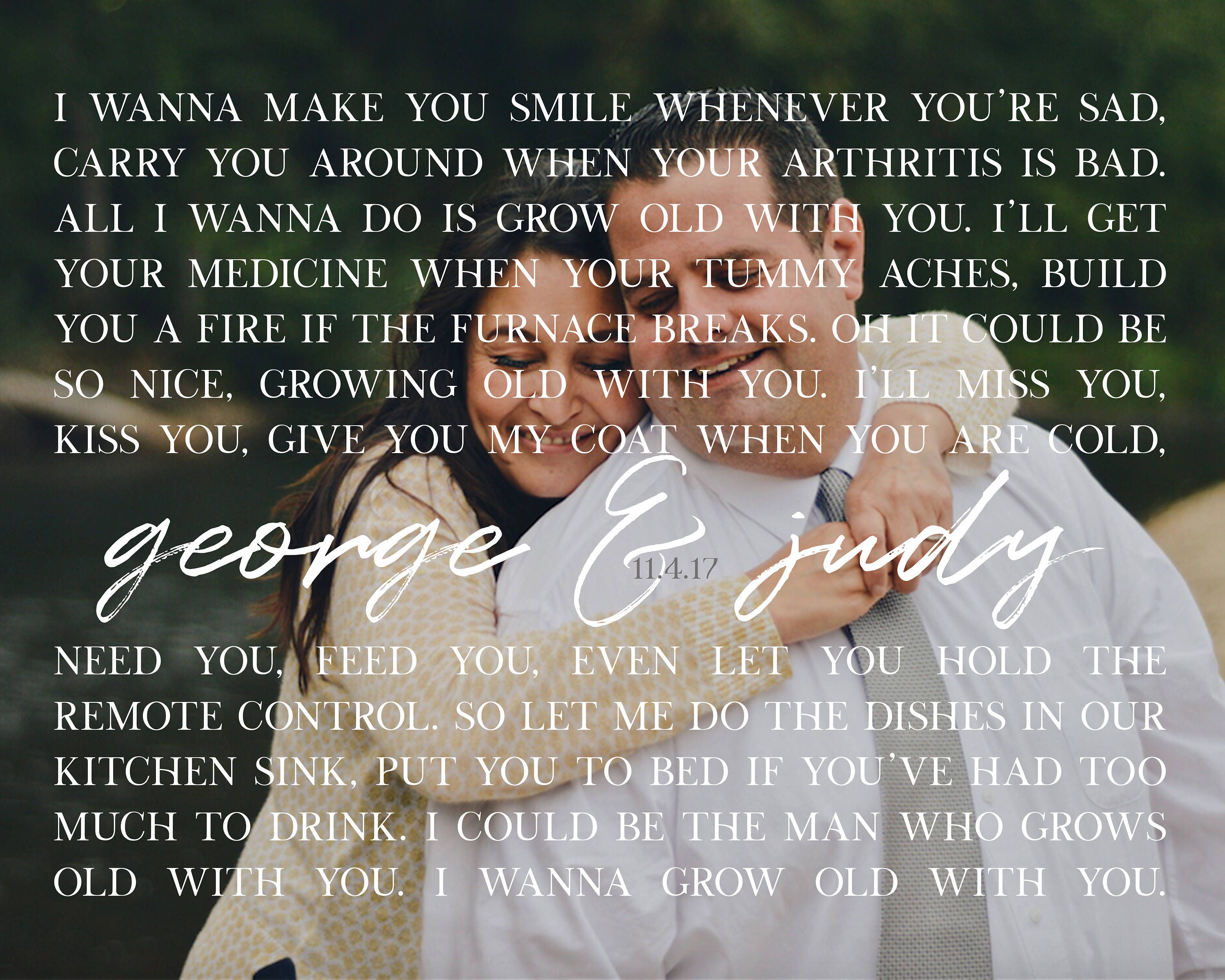 Custom PRINTABLE Wedding Vows/Song Lyrics and Wedding