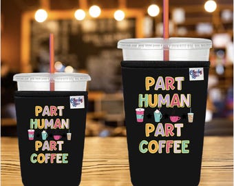 Personalized Neoprene Iced Coffee Sleeve, 32 oz, 24 oz, Beverage Sleeve