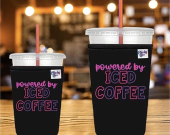 Personalized Neoprene Iced Coffee Sleeve, 32 oz, 24 oz, Beverage Sleeve