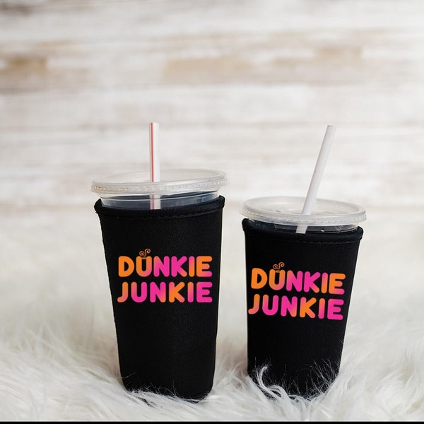 Dunkie Junkie Iced Coffee Sleeve, Iced Coffee holder, Iced Coffee sleeve, coffee cozy, 32 oz coffee sleeve, coffee sleeve, iced coffee cozy