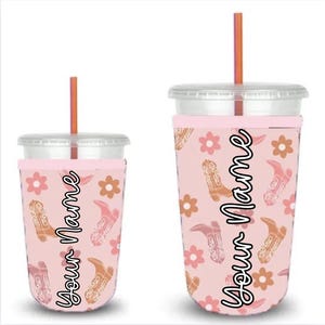 Personalized Iced Coffee holder, Cowboy Boots Iced Coffee sleeve, reusable coffee sleeve, coffee sleeve, coffee sleeve, iced coffee cozy
