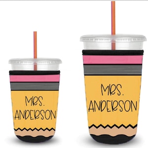 Personalized Iced Coffee Sleeve, Iced Coffee sleeve, Teacher Gift, reusable coffee sleeve, coffee sleeve,