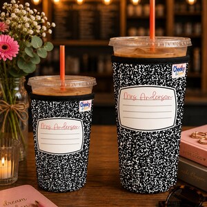 Personalized Neoprene Iced Coffee Sleeve, Teacher Gift, Beverage Sleeve