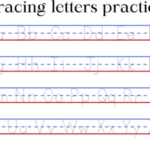 Letter Tracing With 3 Lined Paper-digital Download - Etsy