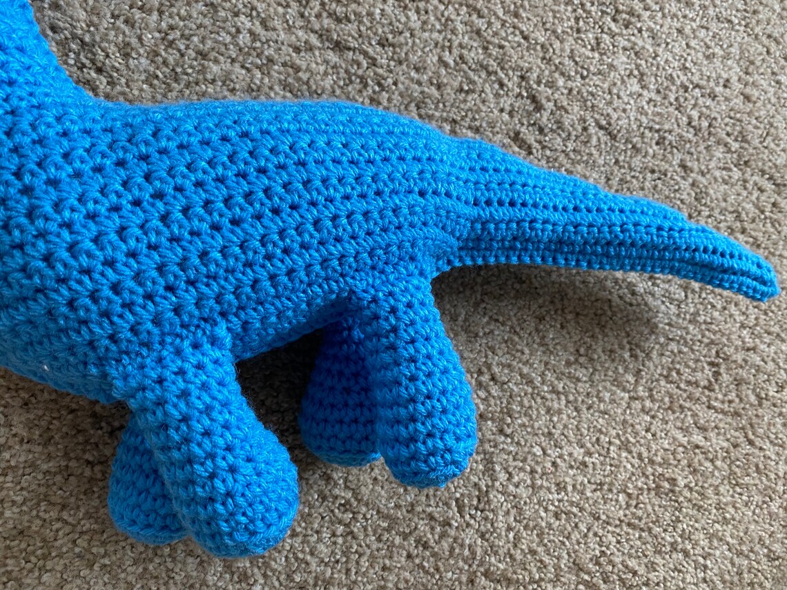 Crochet Dinosaur/ Handmade/ Blue/ Amigurumi/ Stuffed Animal/ Etsy