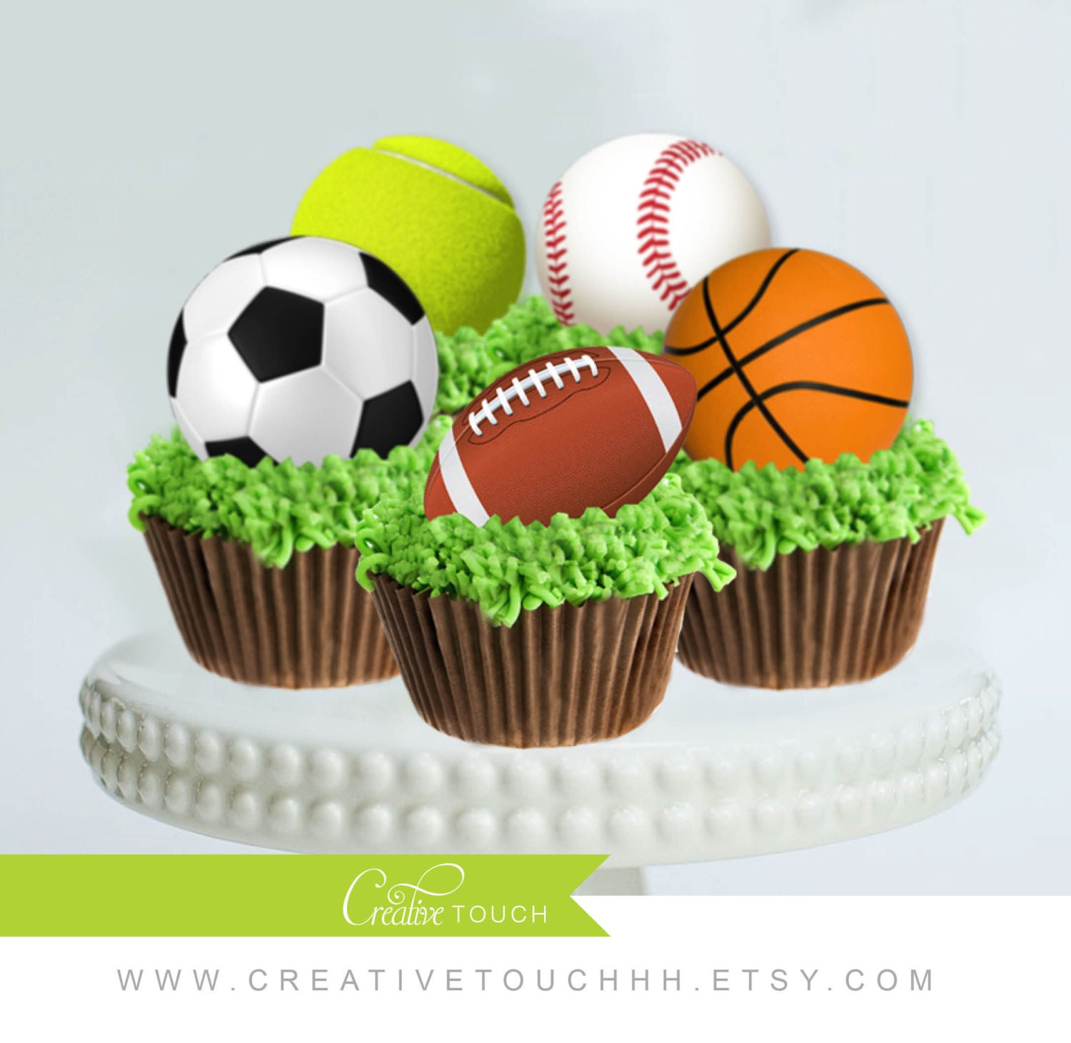 ZHUOWEISM 36 PCS Sports Cupcake Toppers Baseball Cupcake Picks Football