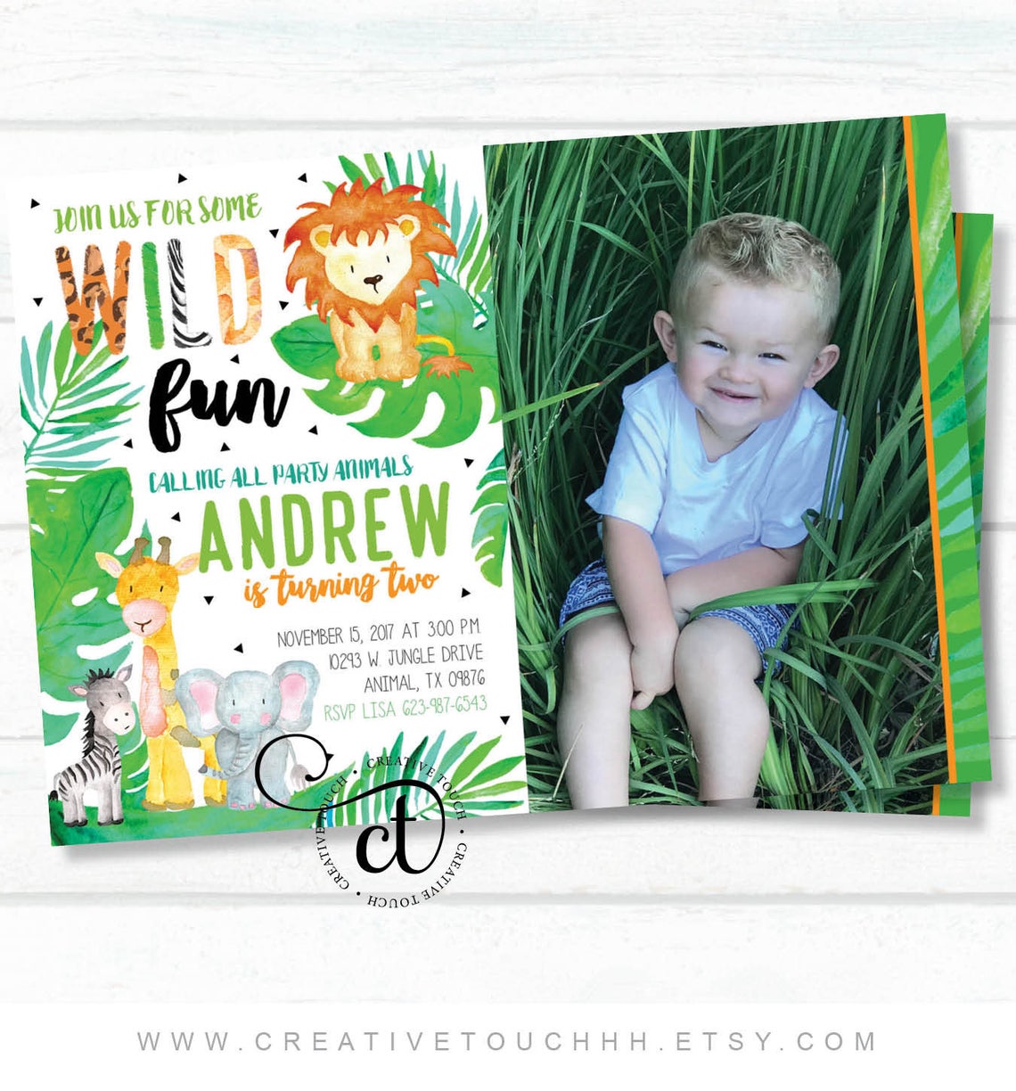 Jungle Invitation Jungle Invite Safari Invitation Safari Etsy