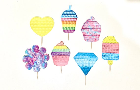 Popit Cupcake Toppers Pop It Birthday Party Decoration Etsy