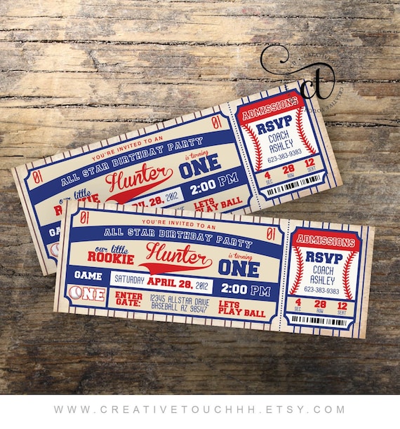 Baseball Invitation, Baseball Birthday Invitation, Baseball invite Baseball Ticket Invitation Baseball Birthday Baseball Party Little Rookie Il_570xn